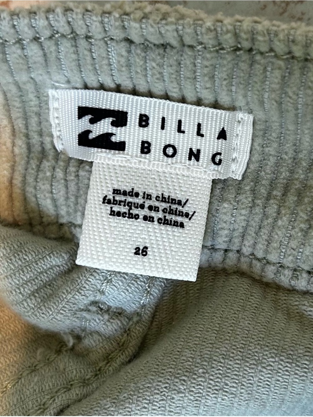 Billabong Corduroy High-Rise Shorts in Olive Green - Picture 2 of 3